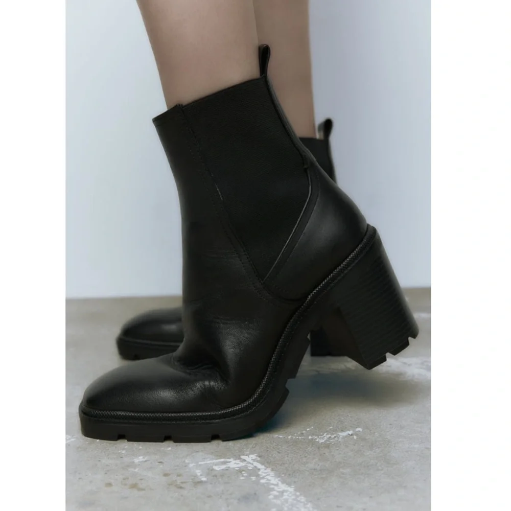 Zara Leather Boots - Picture 2 of 9